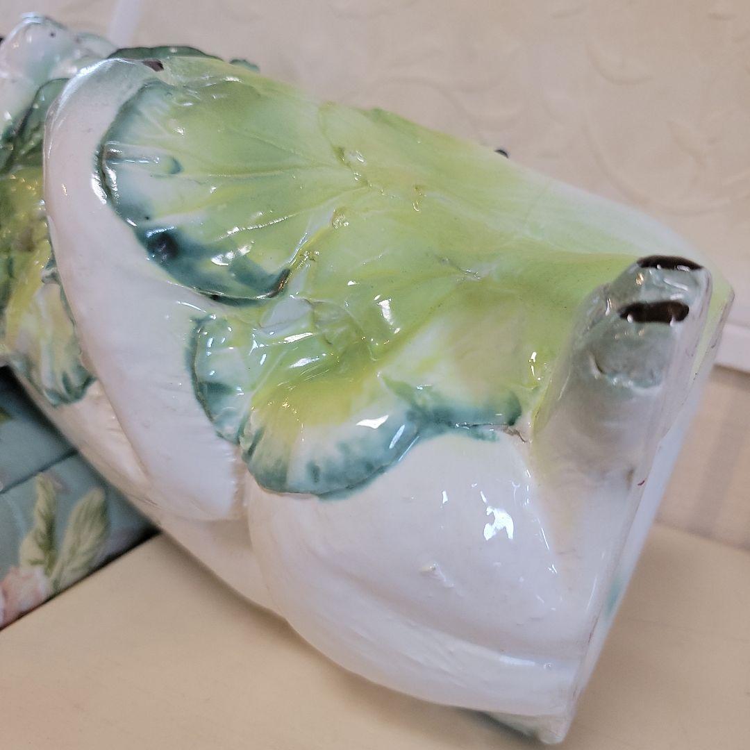 ウサギの置物　陶器製　ヴィンテージ　垂れ耳ウサギのオブジェ　希少