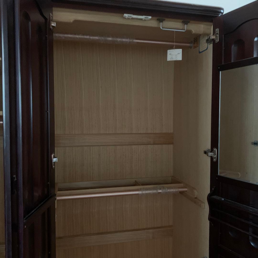 《分解発送》3枚扉の高級　紫檀のクローゼット　桐　無垢　府中家具