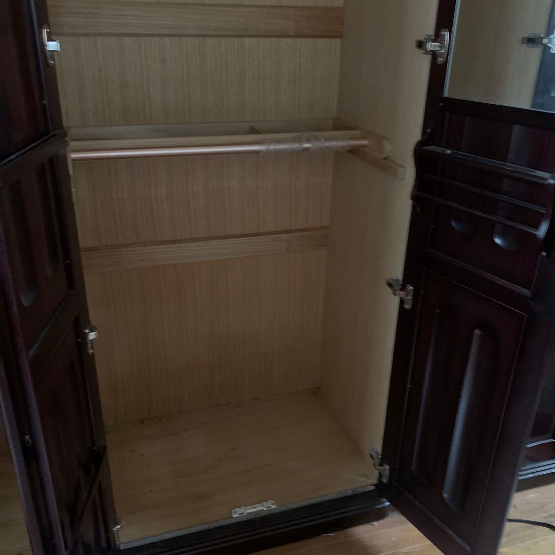 《分解発送》3枚扉の高級　紫檀のクローゼット　桐　無垢　府中家具