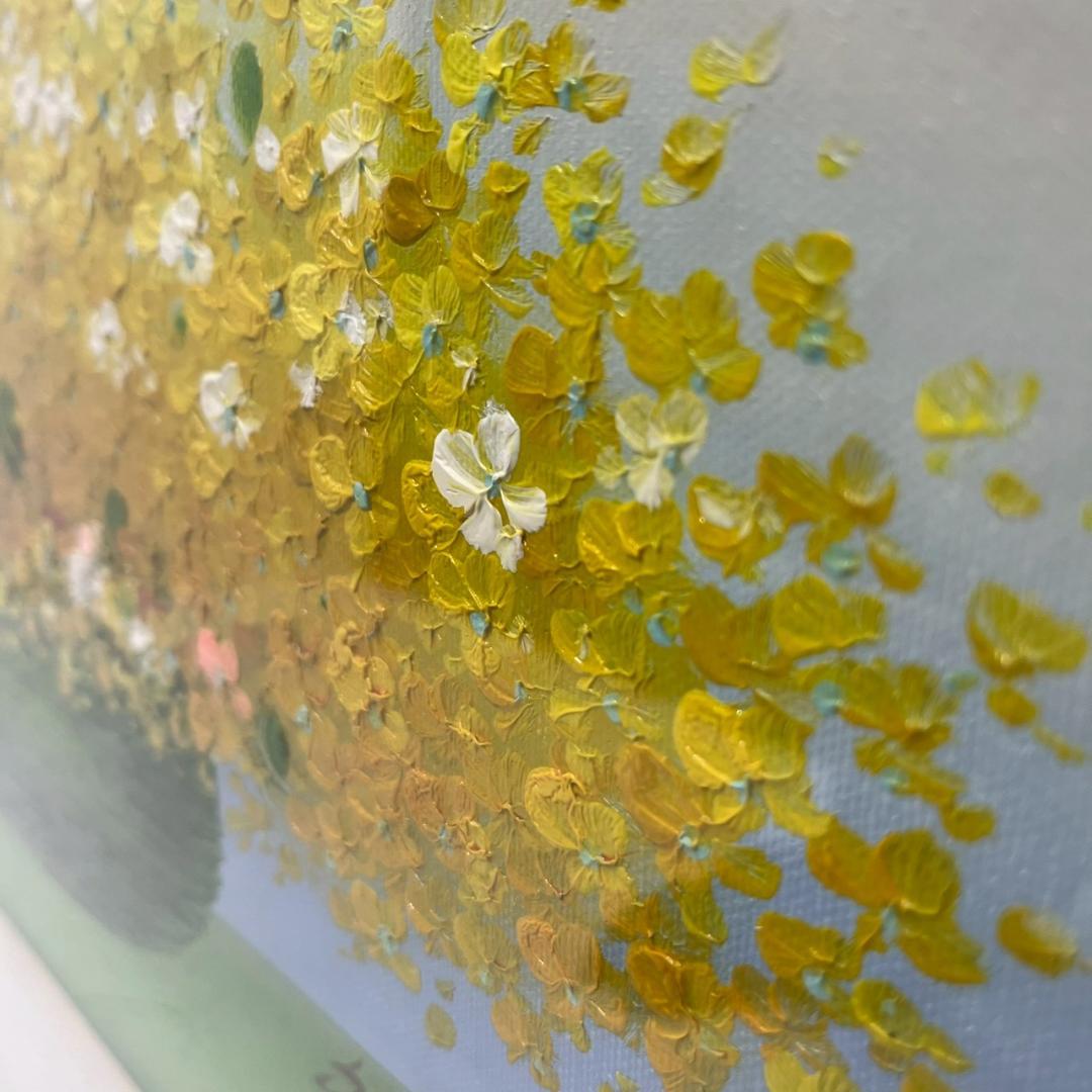 真作 】 申龍子 油彩画 イエローブーケ 油絵 韓国 絵画 額装 美術品