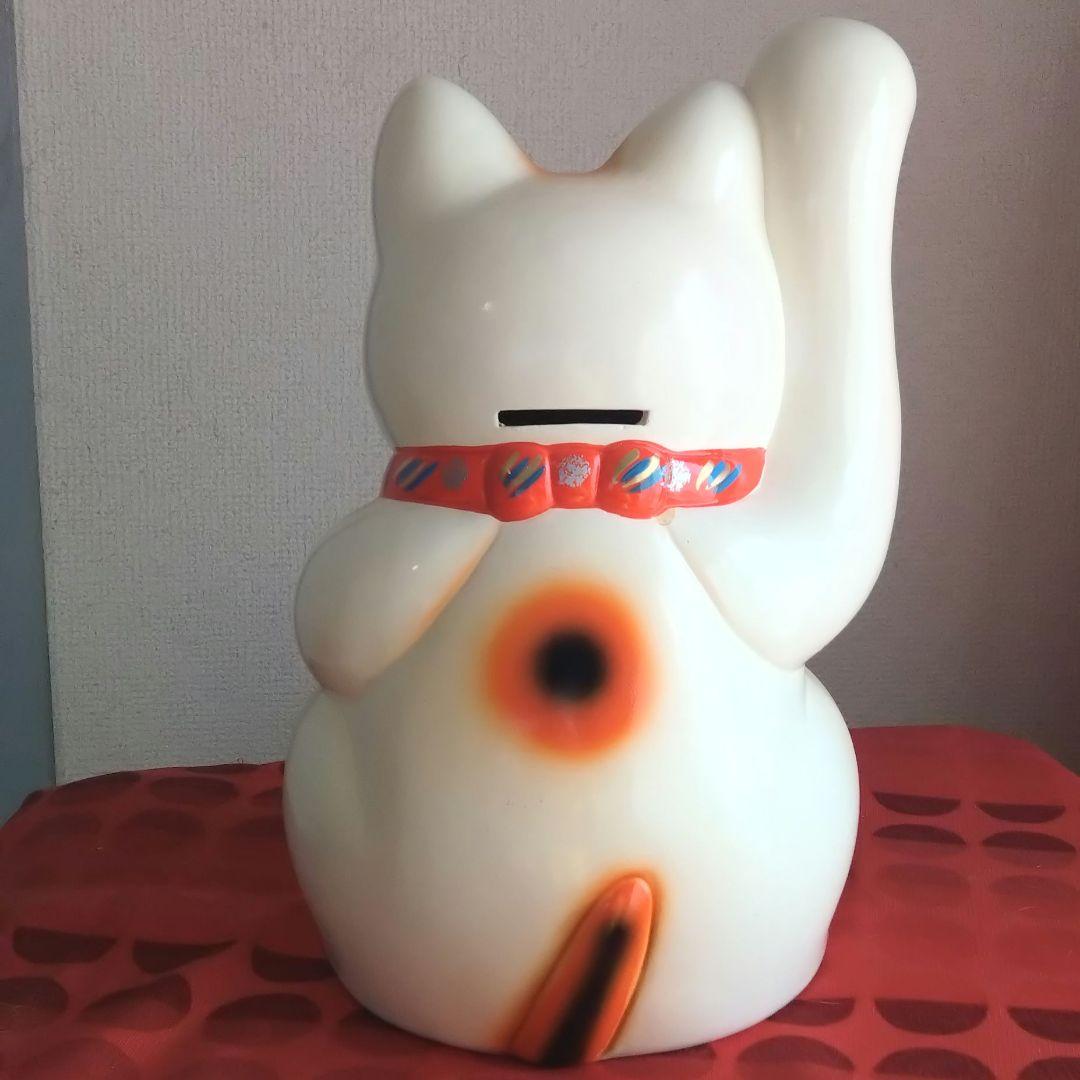 12/21迄値引✨飾り映え抜群！お金呼び招き猫》白色猫右手上げ8号手長・現品限り