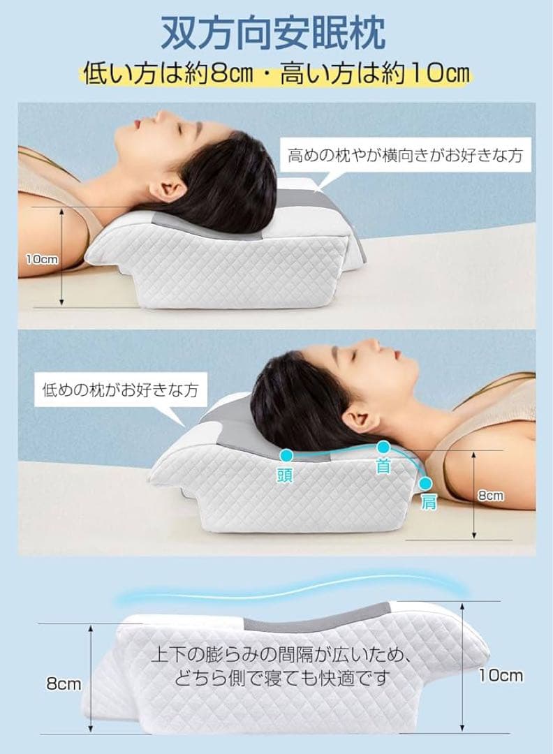LAOGOT 枕 首が痛くならない 低め高め兼用 耳と後頭部の凹型中空設計 首こ