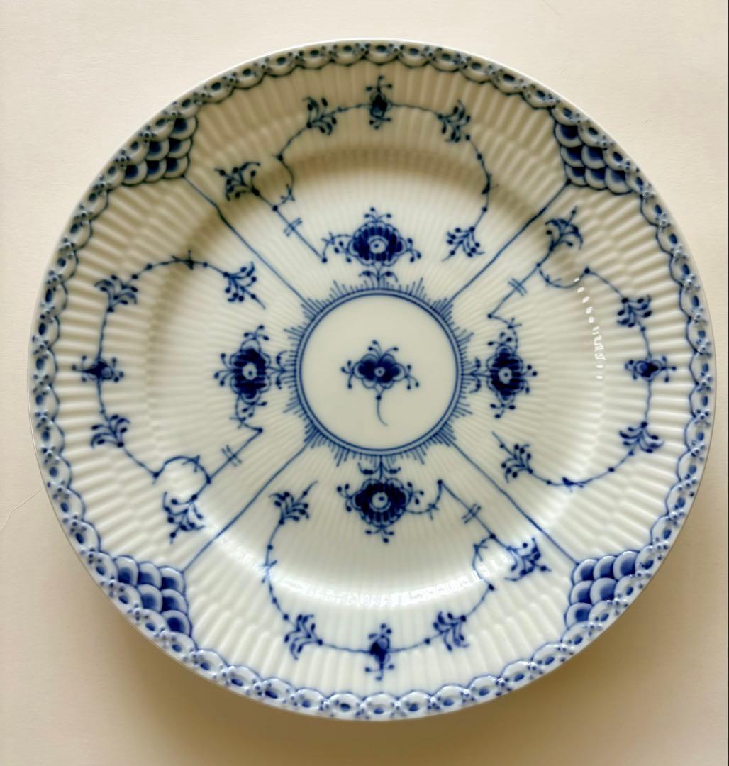 2枚セットロイヤルコペンハーゲンブルーフルーテッドハーフレース