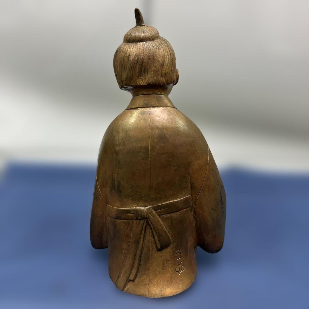 銅製？　子供の像 和風の衣装 サイン入り