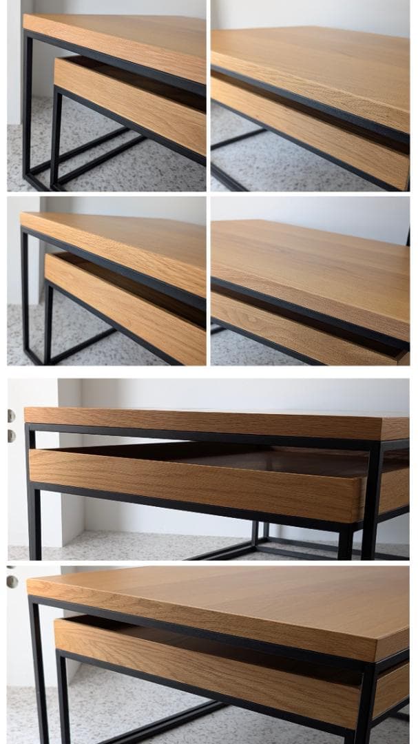 used 高野木工 リニエ コンビテーブル セット オーク×アイアン 美品 北欧