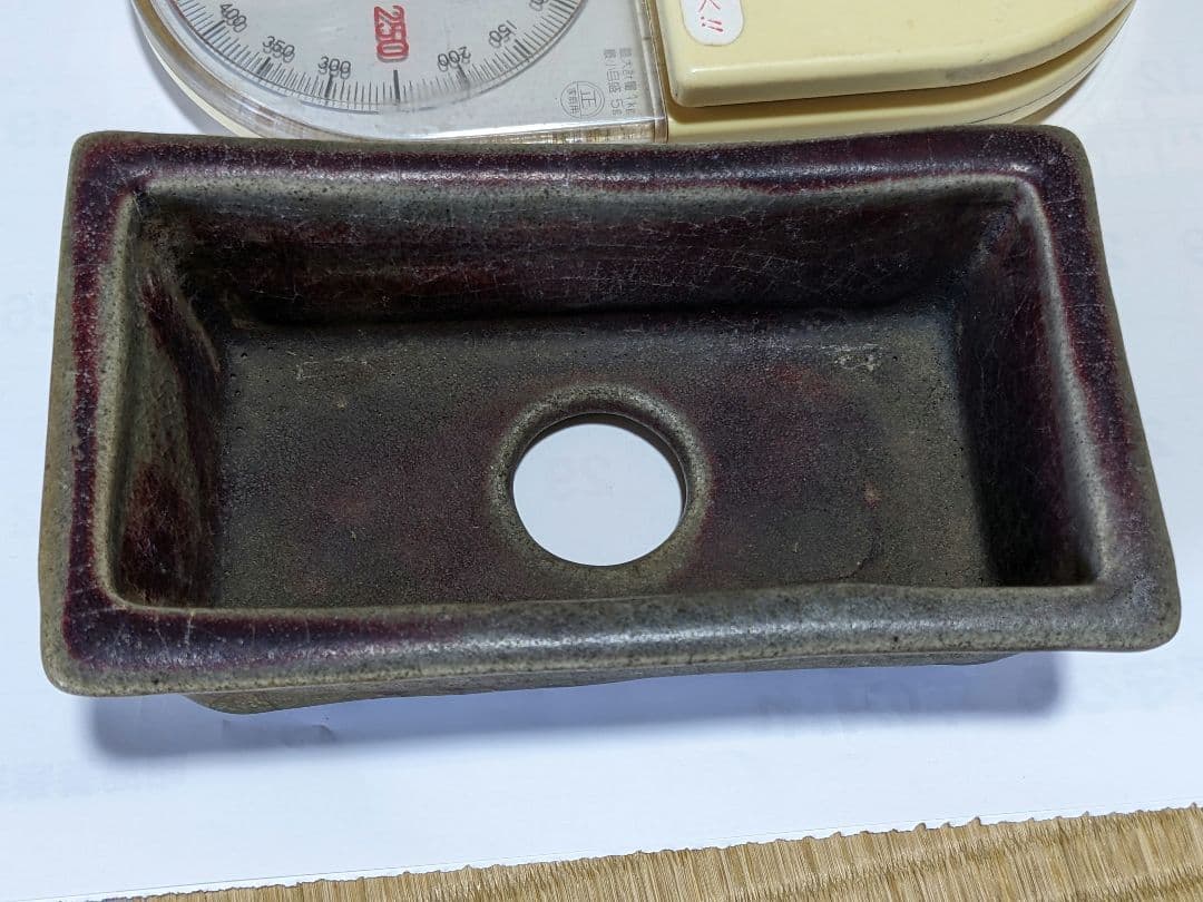 ♢中国古玩 長方形辰砂ミニ盆栽鉢 北京紫禁城 建福宮印 古美術品 骨董