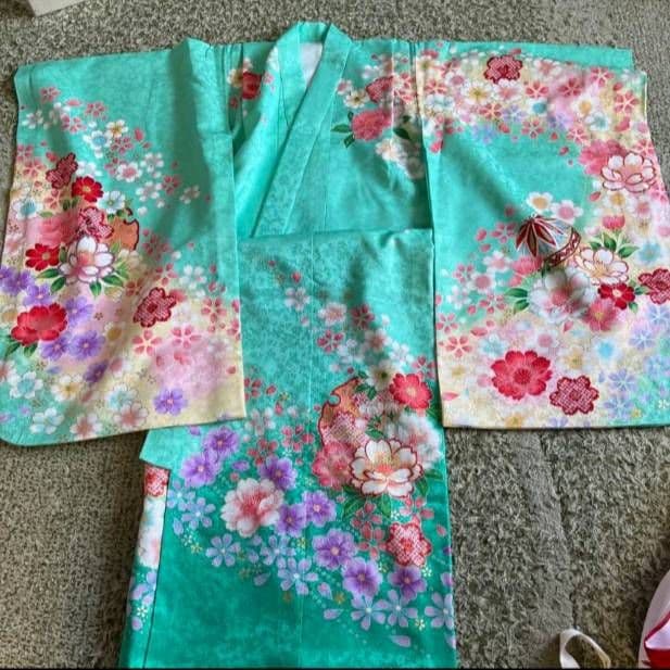 ※商品欄説明必読※　七五三 着物セット 水色 花柄