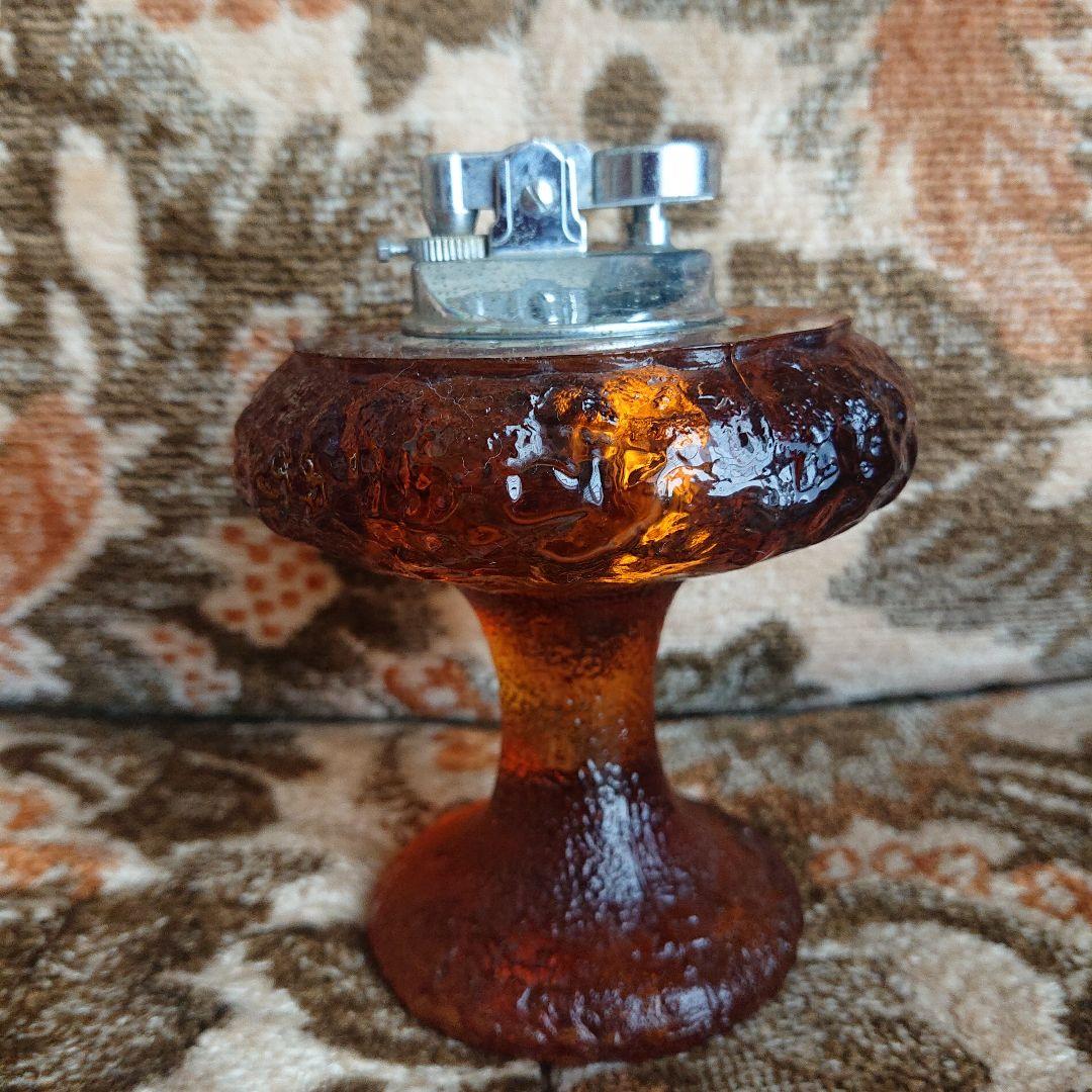 アンバーガラス 置き型ライター希少アンティーク