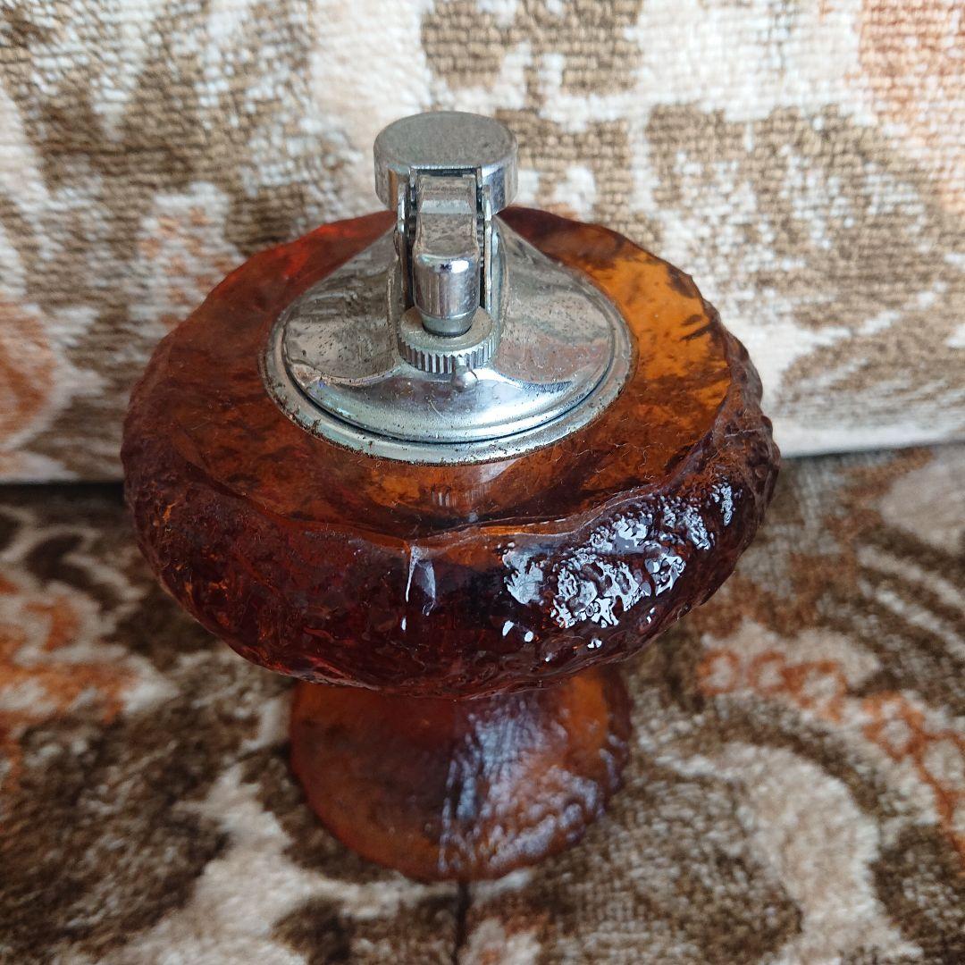 アンバーガラス 置き型ライター希少アンティーク