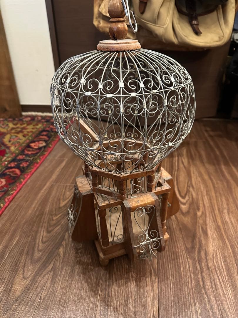 バードケージスタイル 置物 木製 金属製　アンティーク