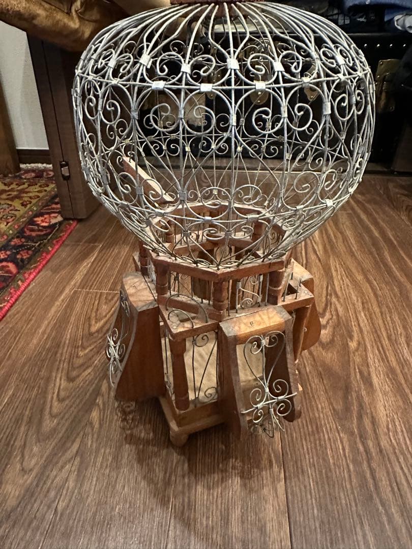 バードケージスタイル 置物 木製 金属製　アンティーク