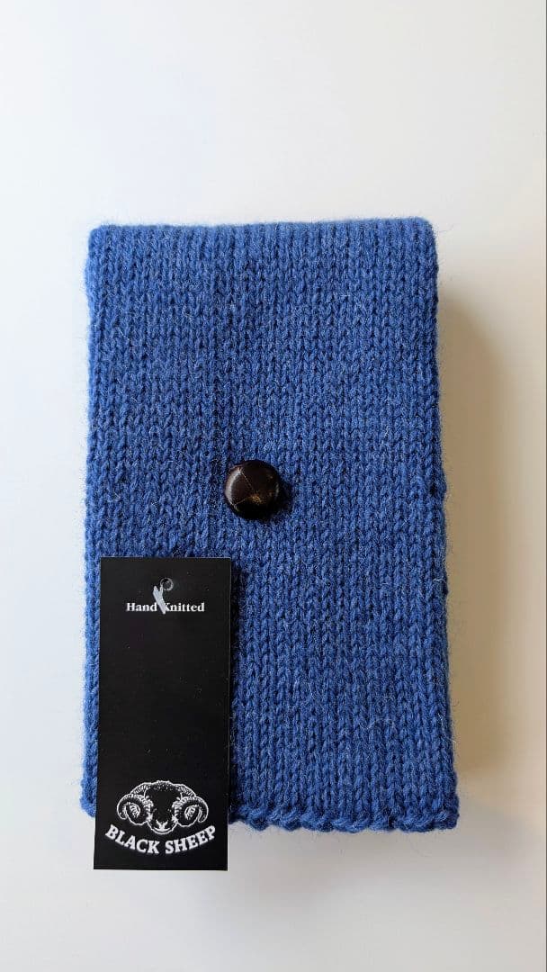 新品タグ付き　青　Black Sheep ハンドニット マフラー