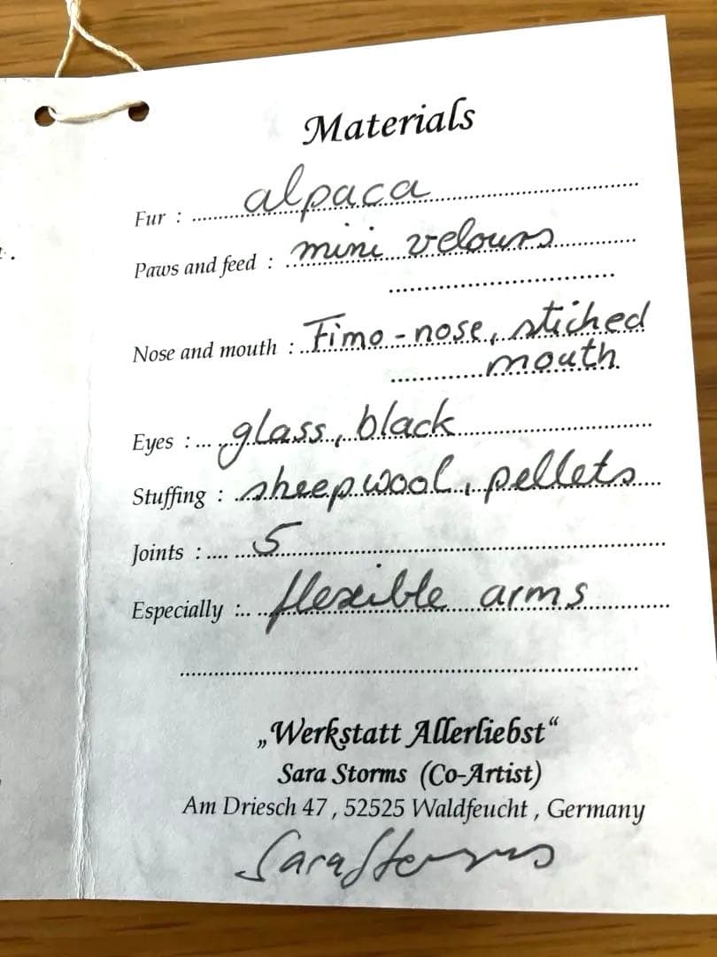 海外作家【幻の作家デザイン】サラ•ストーン作 28㎝ ドイツ希少ベア