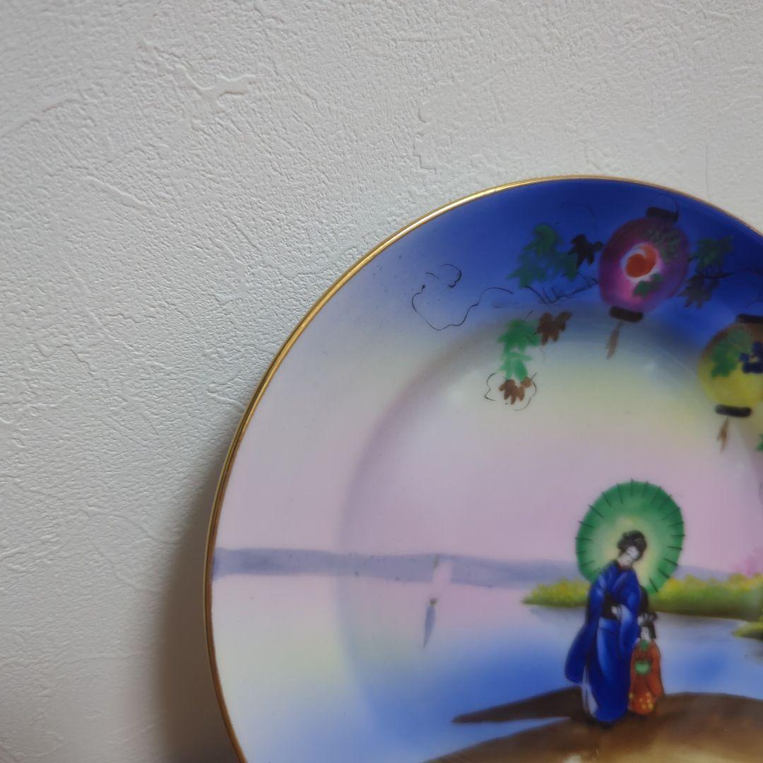 希少 Noritake 皿 オールドノリタケ オリエンタル芸者提灯文プレート