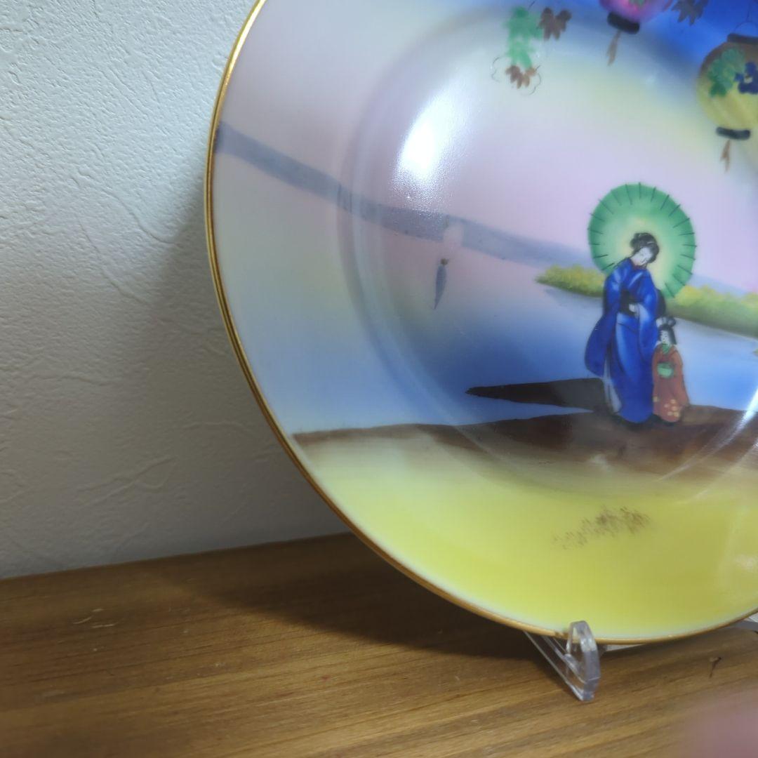 希少 Noritake 皿 オールドノリタケ オリエンタル芸者提灯文プレート