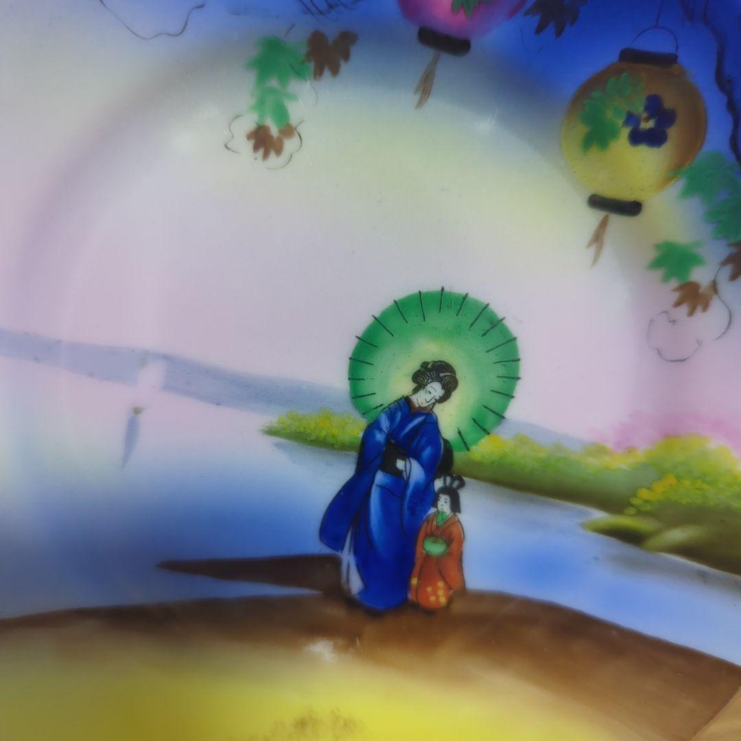 希少 Noritake 皿 オールドノリタケ オリエンタル芸者提灯文プレート