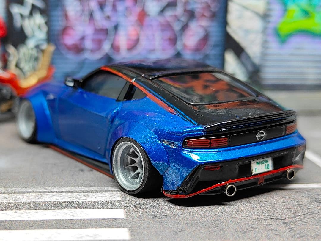 トミカ改造 フェアレディZニスモ オーバーフェンダー 青 深リムホットウィール