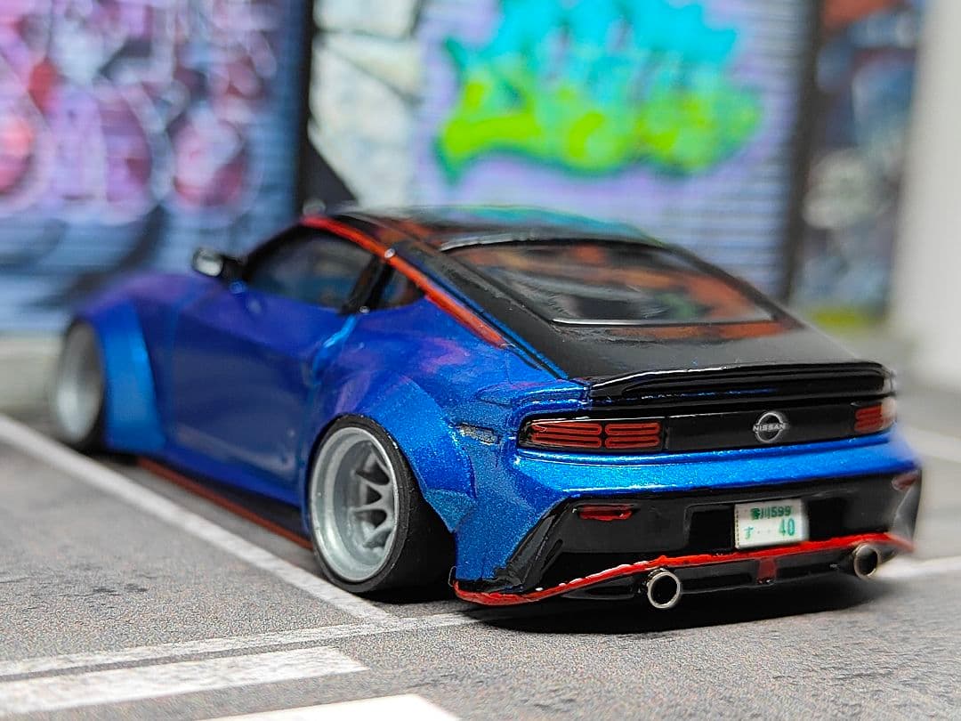 トミカ改造 フェアレディZニスモ オーバーフェンダー 青 深リムホットウィール