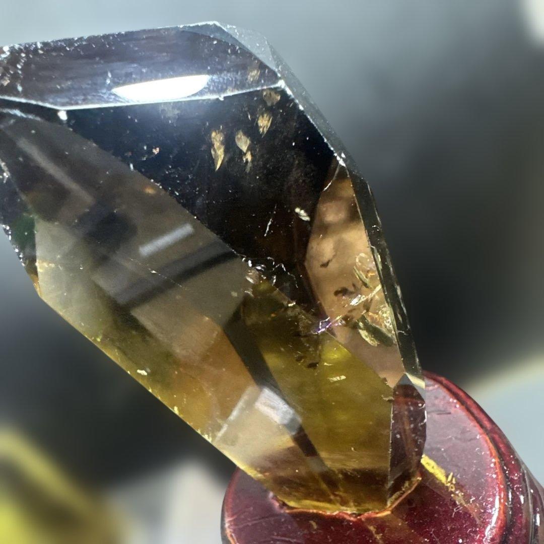 高透明 スモーキーシトリン原石 2点セット 台座付