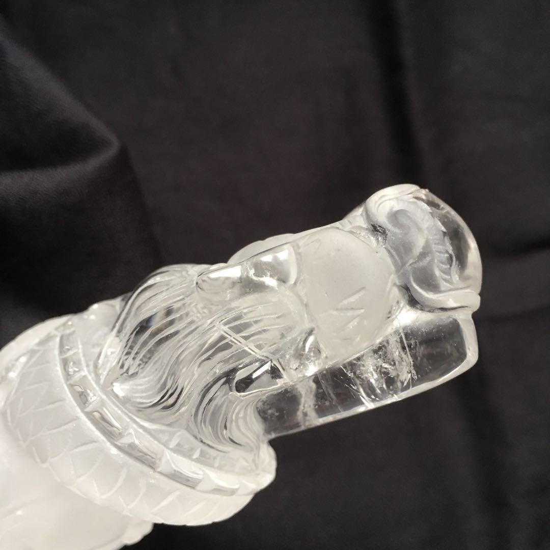 天然水晶 龍彫刻　昇り龍　縁起物