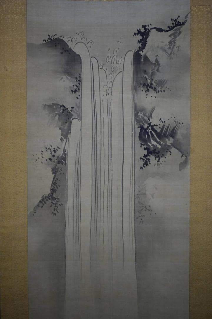 真作/狩野常信/瀑布図/布袋屋掛軸HG-618