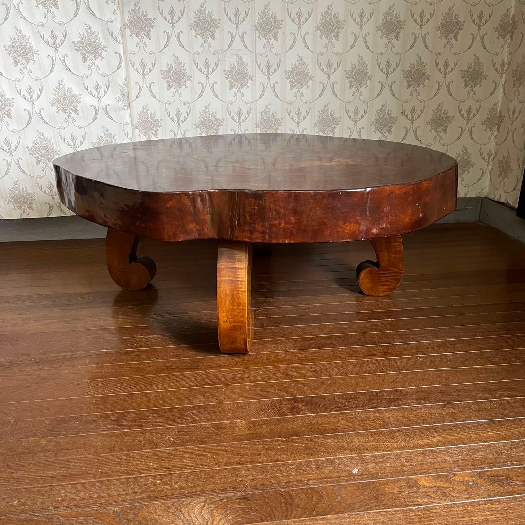 【アンティーク】天然木 一枚板 切り株 座卓 ローテーブル 無垢材 銘木 古家具