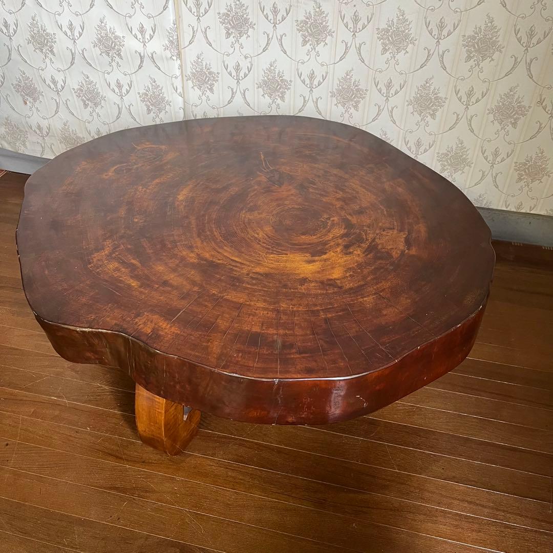 【アンティーク】天然木 一枚板 切り株 座卓 ローテーブル 無垢材 銘木 古家具