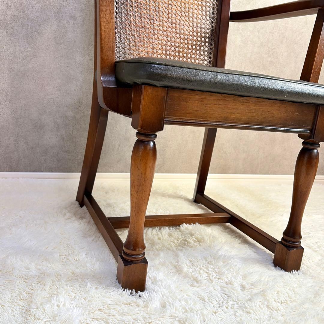 ナガノインテリア ラタン 籐編み アームチェア ダイニングチェア 椅子 レトロ