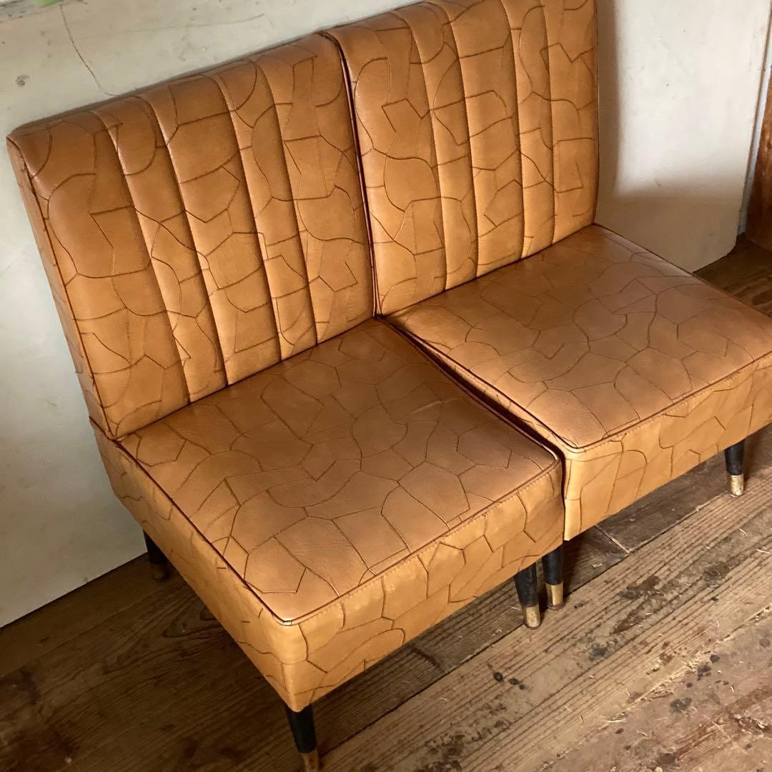 2点セット ヴィンテージ レトロ ソファ 喫茶 カフェ ミッドセンチュリー