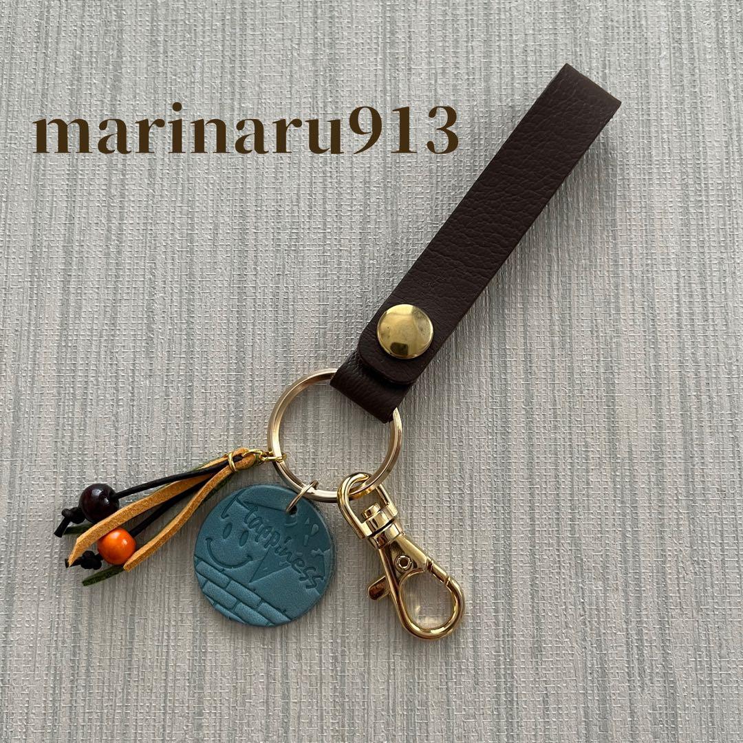 no.18☆レザークラフト☆本革ニコちゃんキーホルダー - メルカリ