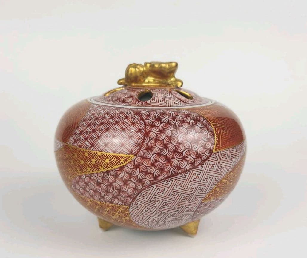 お値下げしました！住田正実作　赤絵小紋　香炉　②