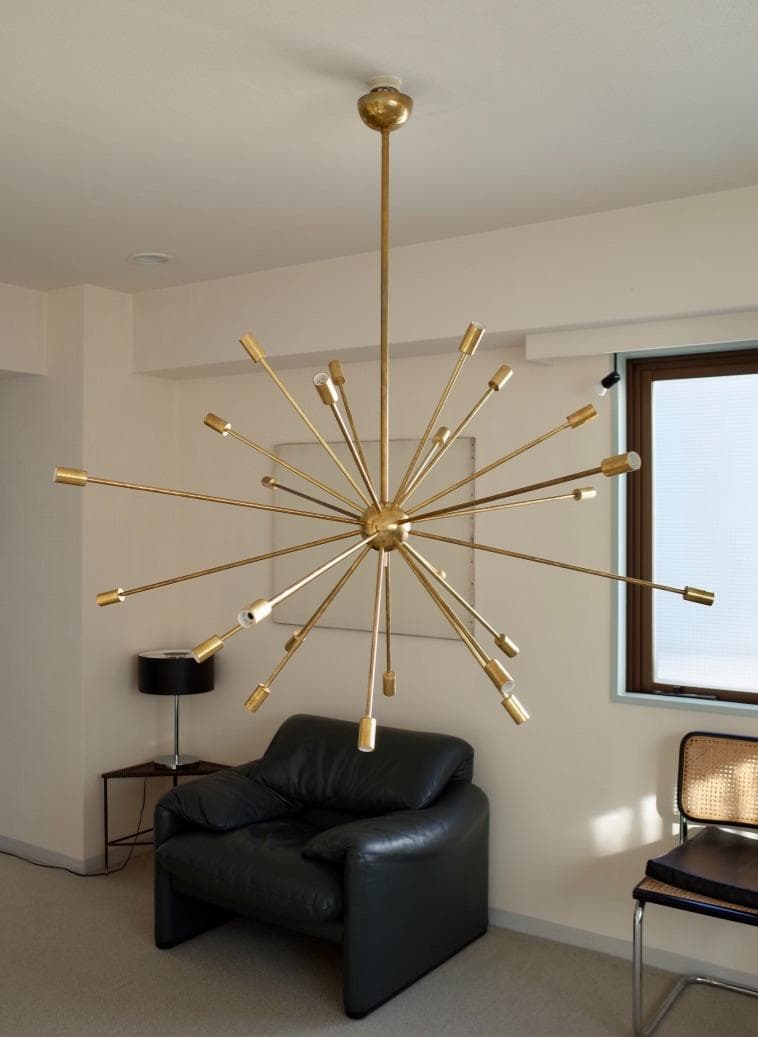 イタリア スプートニク 真鍮 シャンデリア アンティーク ミッドセンチュリー