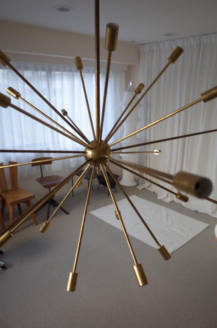 イタリア スプートニク 真鍮 シャンデリア アンティーク ミッドセンチュリー