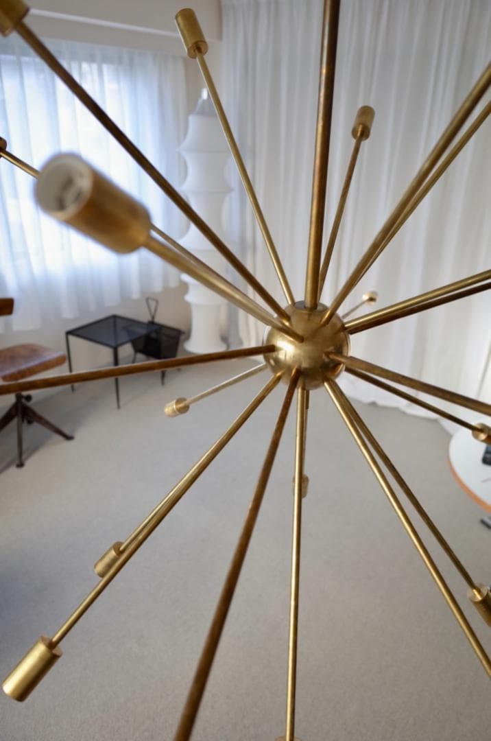 イタリア スプートニク 真鍮 シャンデリア アンティーク ミッドセンチュリー