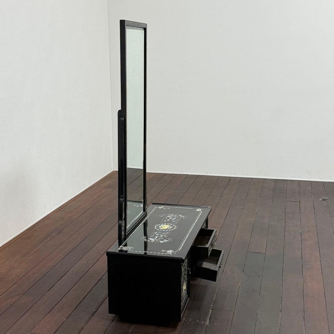 H21K68a 螺鈿細工 ラデン 黒漆塗り ドレッサー