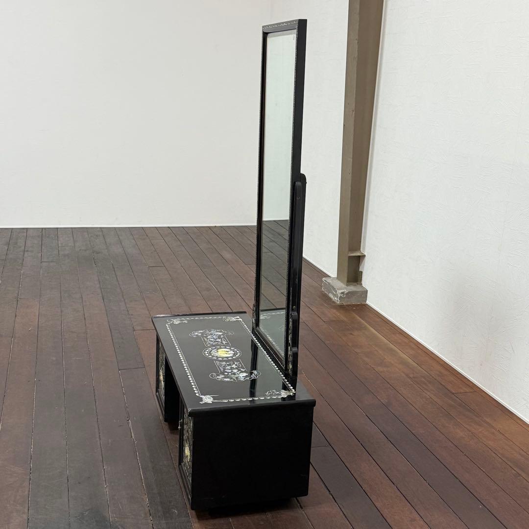 H21K68a 螺鈿細工 ラデン 黒漆塗り ドレッサー