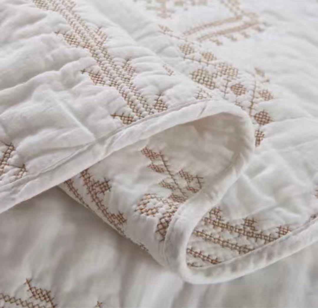 大判 刺繍キルトベッドカバー3点セット綿100%