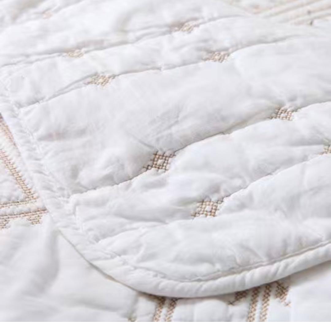 大判 刺繍キルトベッドカバー3点セット綿100%