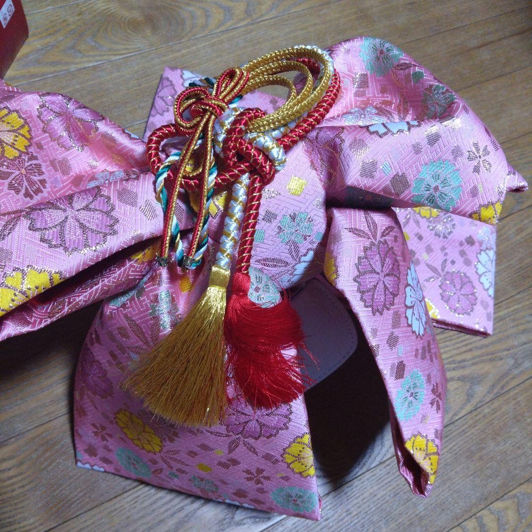 美品★七歳★ピンク 花柄★帯 はこせこ 草履 バッグ