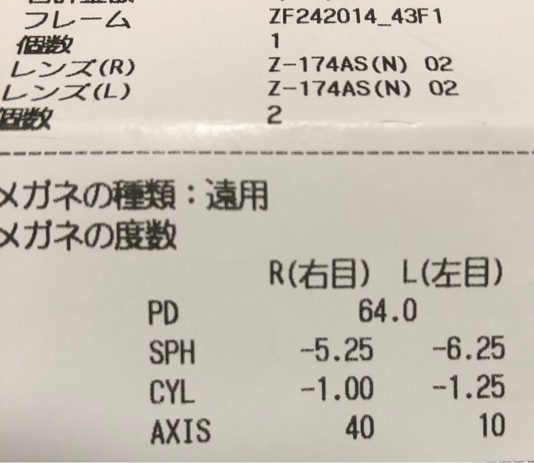 Zoff 跳ね上げ式メガネ　度入り　超薄型レンズ1.74使用