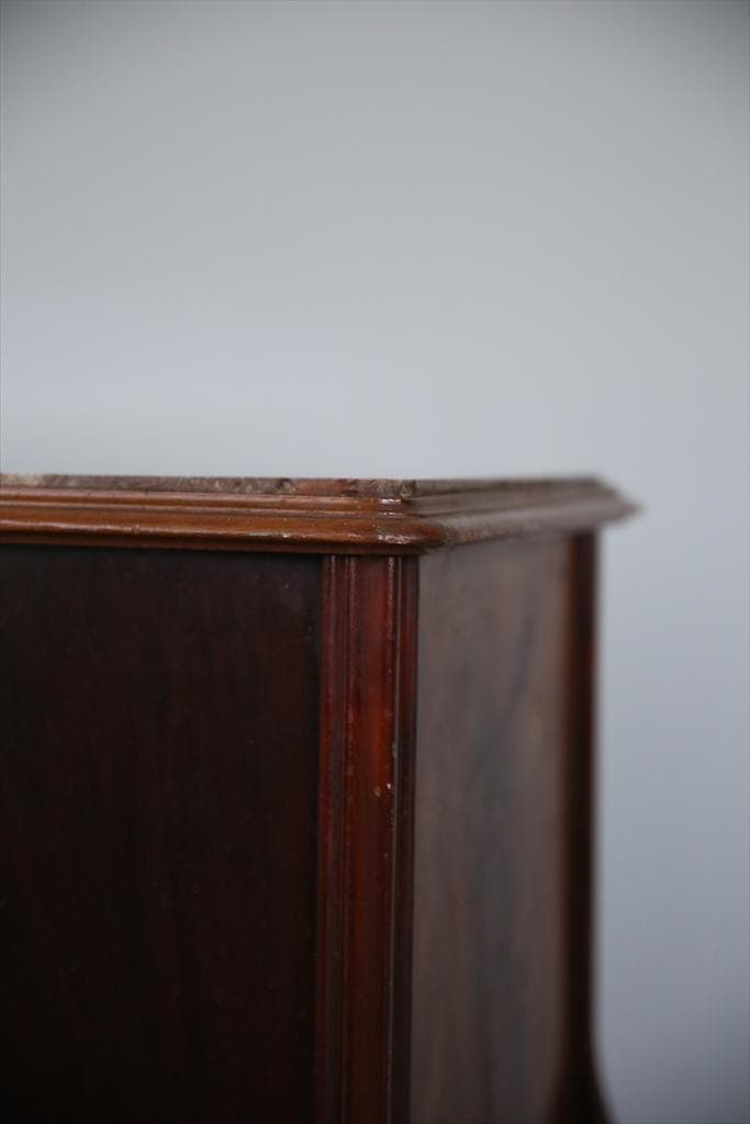 フランスアンティーク木製*大理石キャビネット/ナイトテーブル机(90-35-1)