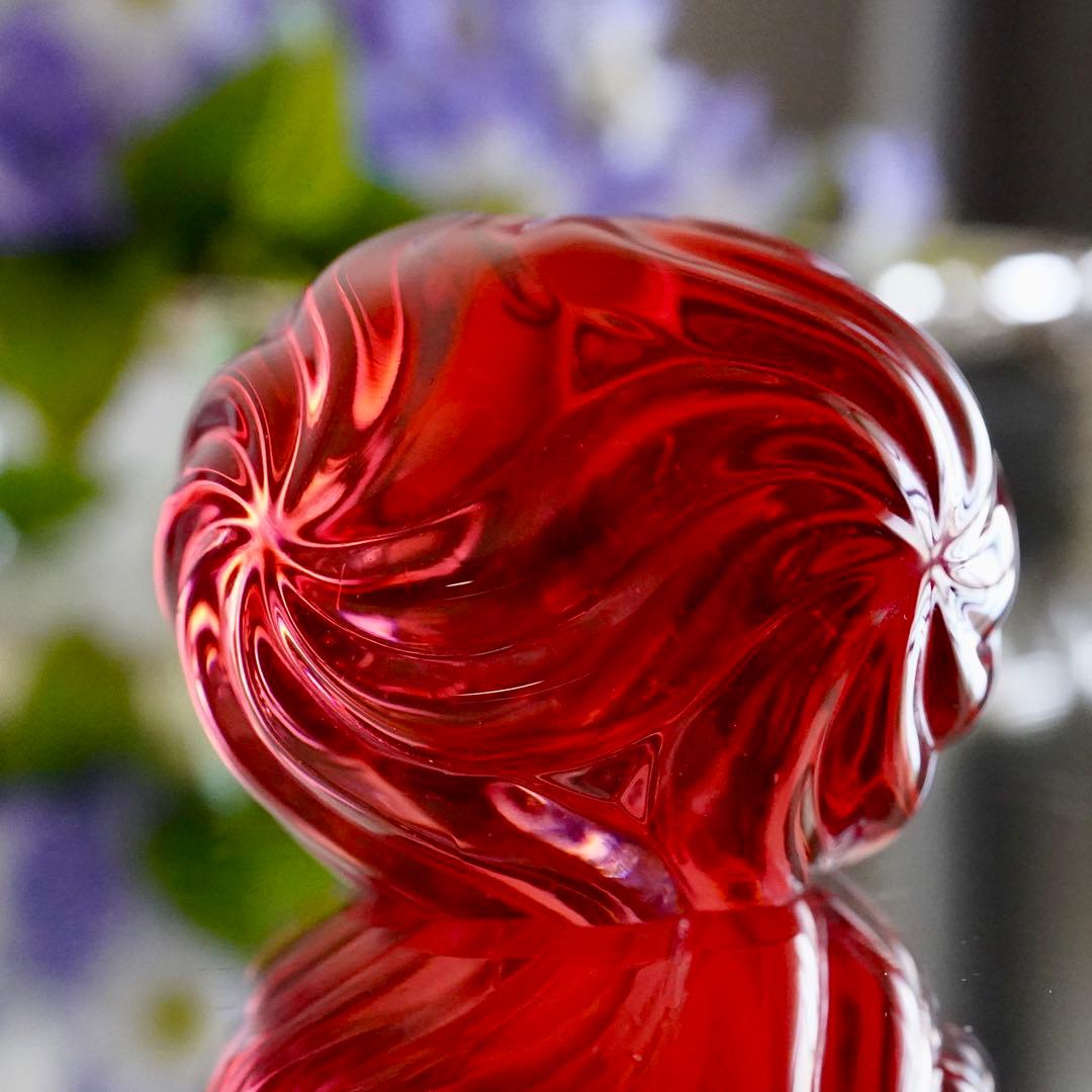 可愛いオールドバカラBACCARATローザス燭台★レッド★キャンドルスタンド★A