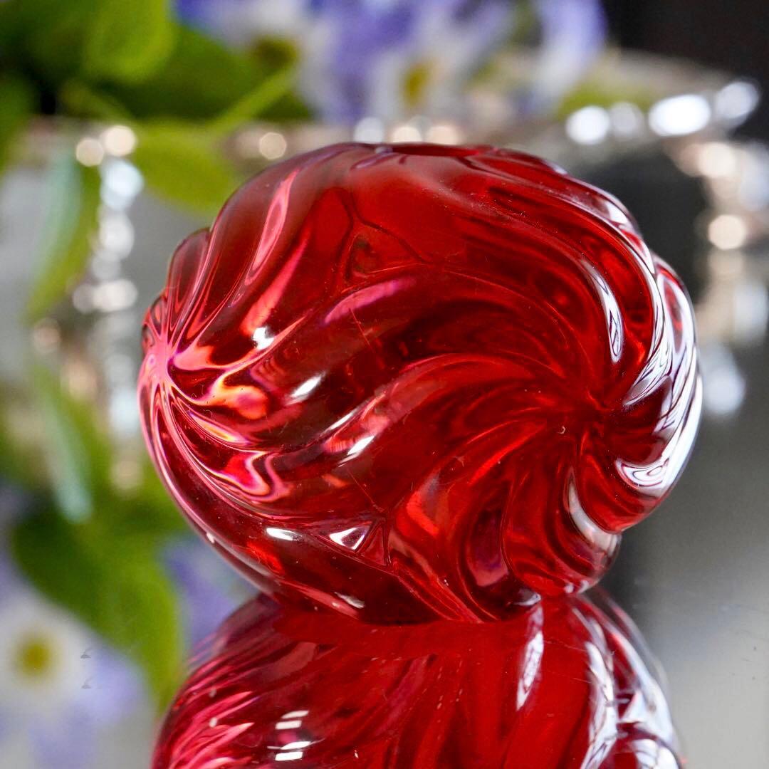 可愛いオールドバカラBACCARATローザス燭台★レッド★キャンドルスタンド★A