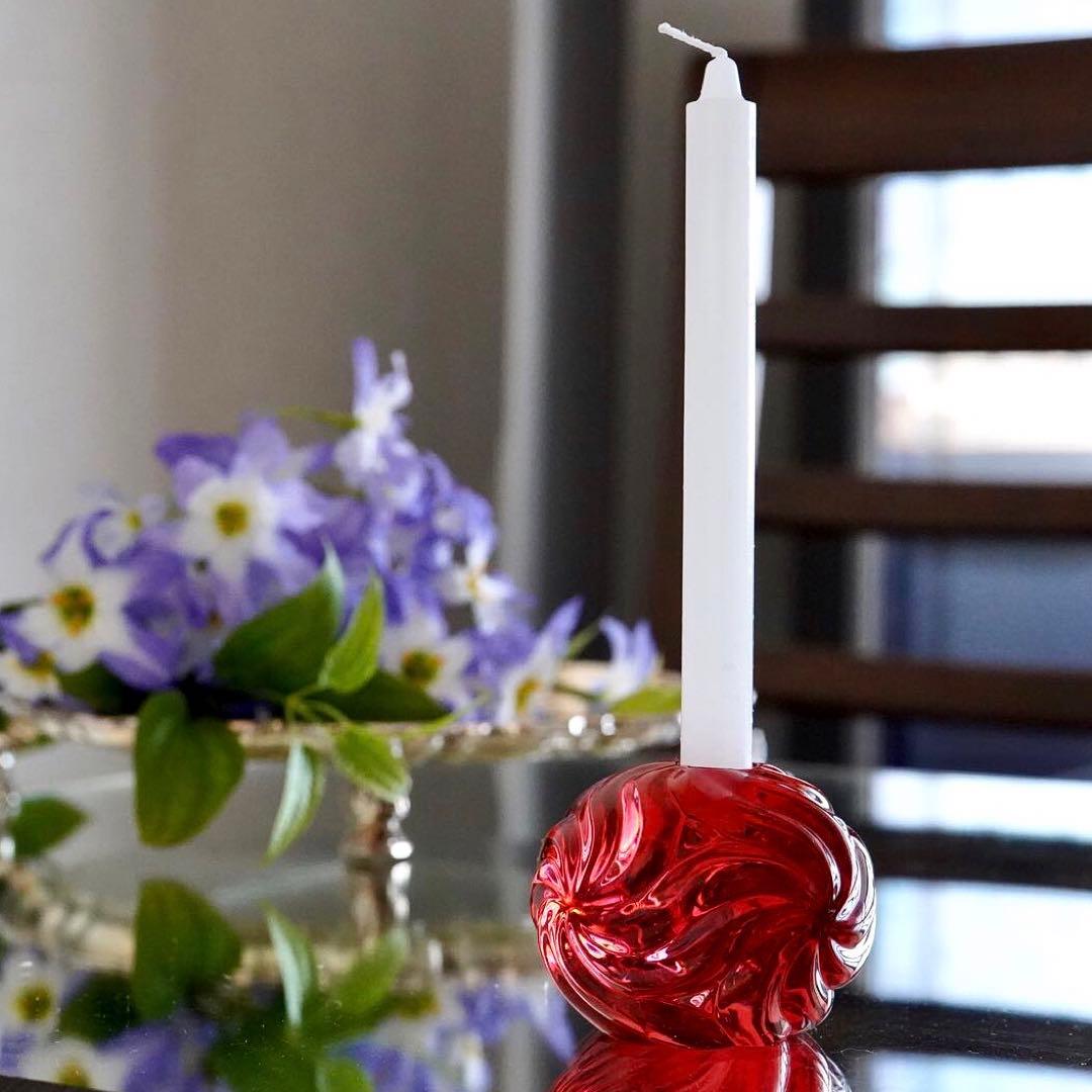 可愛いオールドバカラBACCARATローザス燭台★レッド★キャンドルスタンド★A