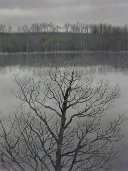 東山魁夷、明けゆく湖、希少画集画、新品高級額、額装付、状態良好