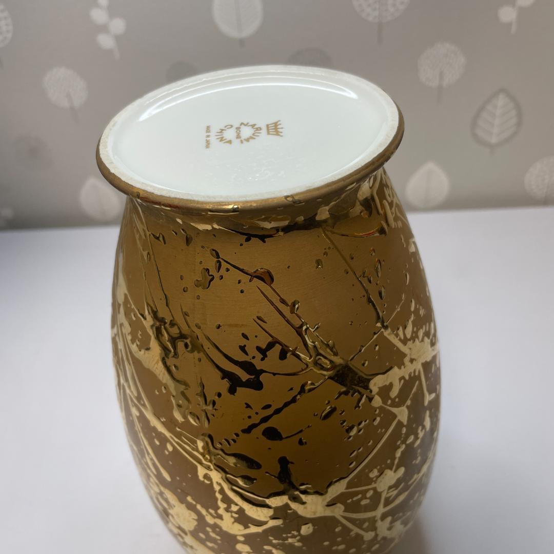 希少 NARUMI ナルミ ボーンチャイナ 総金彩花瓶 花器 フラワーベース