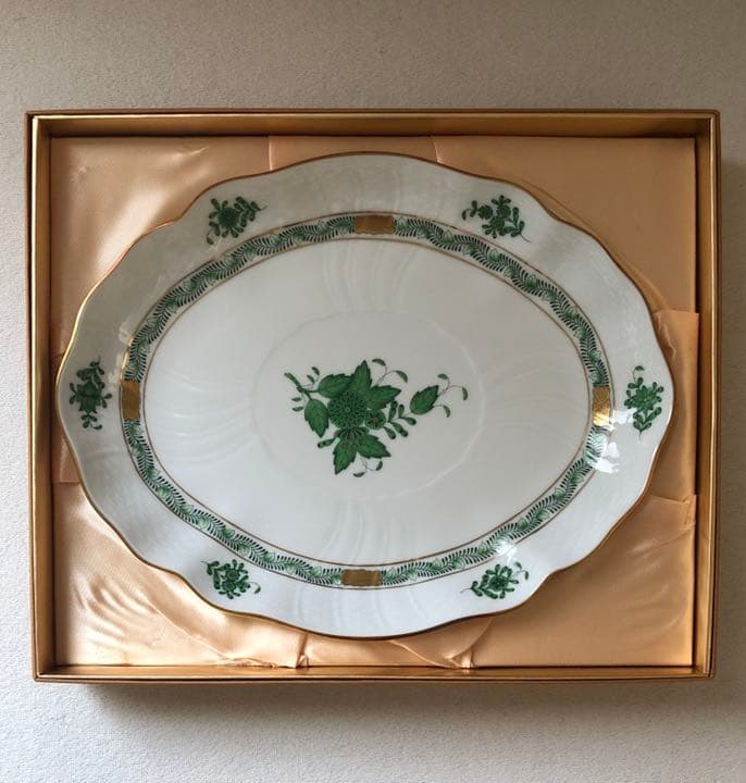 ヘレンド (HEREND) アポニーグリーン オーバル26.5cm 皿 - メルカリ