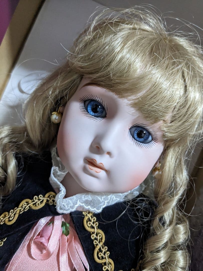 ロングフェイスジュモー　アンリ　ドール　人形　青目　アンリドール　ドレス　金髪
