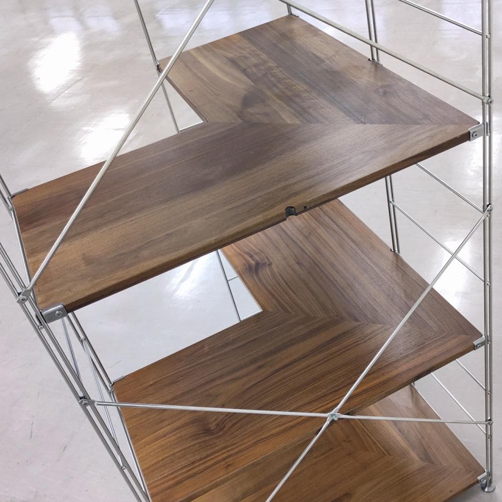 無印良品 ステンレスユニットシェルフ コーナータイプ ウォールナット材 特大5段