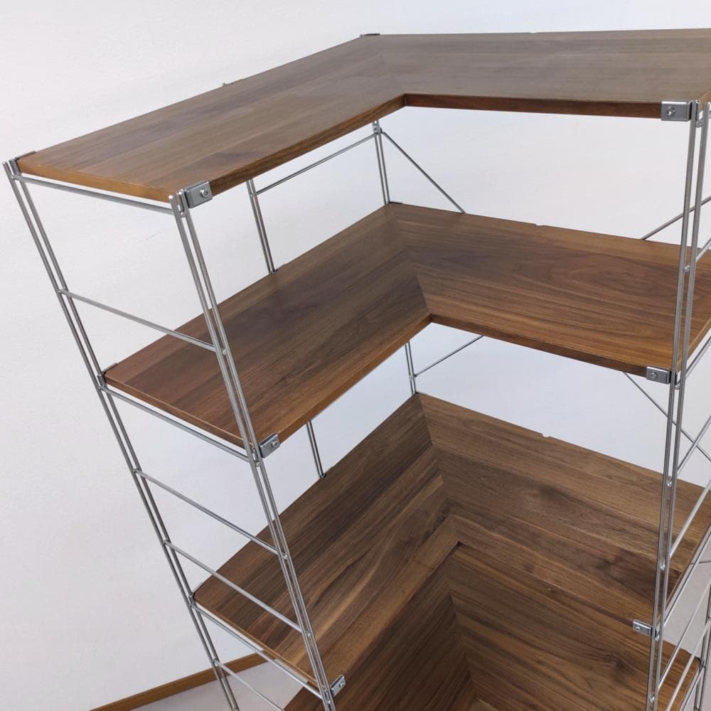 無印良品 ステンレスユニットシェルフ コーナータイプ ウォールナット材 特大5段